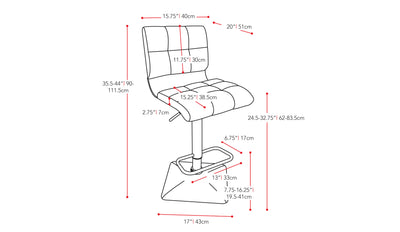 white Tufted Bar Stools Set of 2 Hudson Collection measurements diagram by CorLiving#color_white