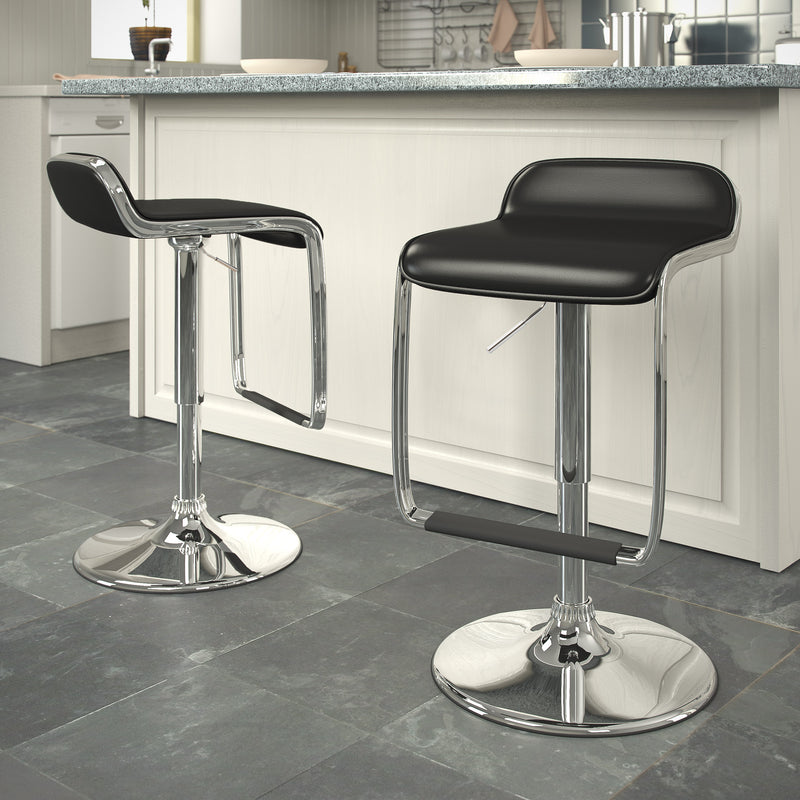 black Low Back Bar Stools Set of 2 Elias Collection lifestyle scene by CorLiving