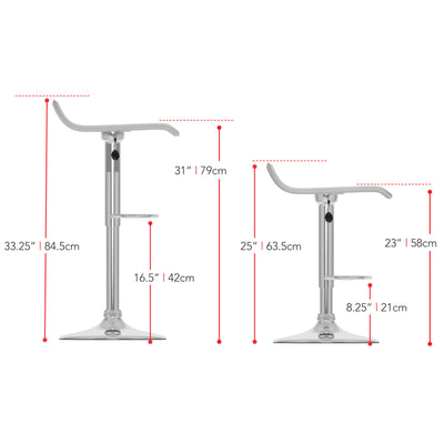 white Low Back Bar Stools Set of 2 Theo Collection measurements diagram by CorLiving#color_white