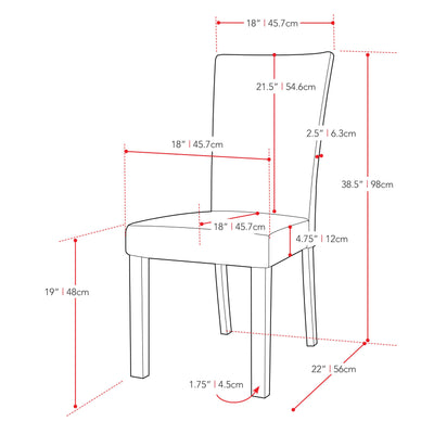 Brown Dining Chairs, Set of 2 CorLiving Collection measurements diagram by CorLiving#color_brown