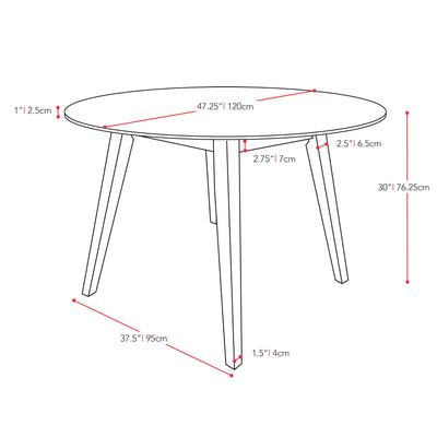 cappuccino 48 inch Round Dining Table Atwood Collection measurements diagram by CorLiving#color_cappuccino