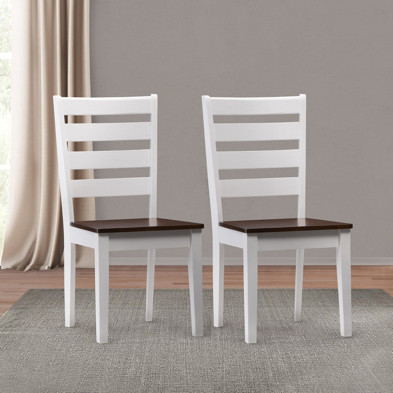 white and brown High Back Wooden Dining Chairs, Set of 2 Memphis Collection lifestyle scene by CorLiving