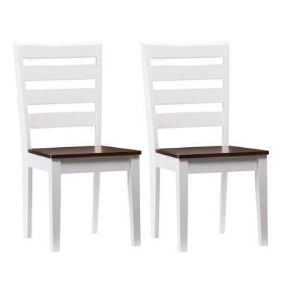 white and brown High Back Wooden Dining Chairs, Set of 2 Memphis Collection product image by CorLiving#color_white-and-brown