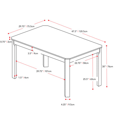 mahogany Solid Wood Dining Table Memphis Collection measurements diagram by CorLiving#color_mahogany