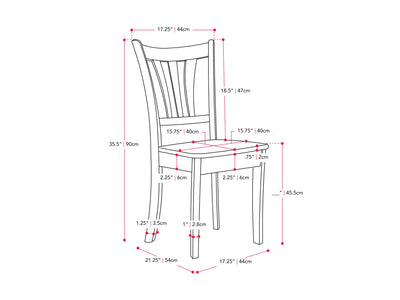 Dillon Dark Brown and Cream Solid Wood Dining Chairs, Set of 2 measurements diagram#color_dillon-dark-brown-and-cream