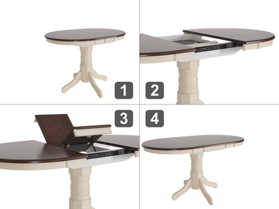 Dillon Dark Brown and Cream Extendable Oval Dining Table detail image#color_dillon-dark-brown-and-cream