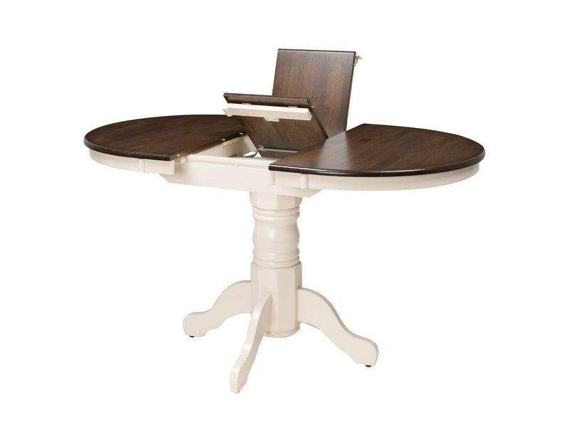 Dillon Dark Brown and Cream Extendable Oval Dining Table product image