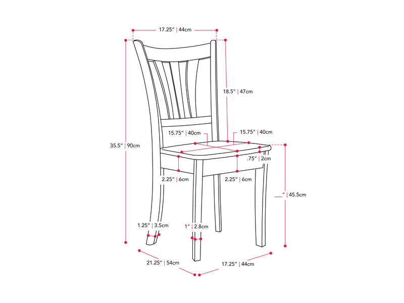 dark brown and cream Extendable Dining Set, 5pc Dillon Collection measurements diagram by CorLiving