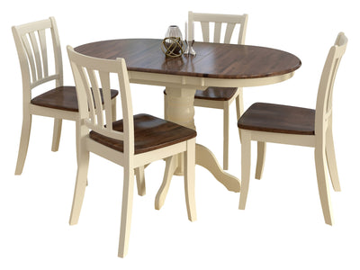 dark brown and cream Extendable Dining Set, 5pc Dillon Collection product image by CorLiving#color_dillon-dark-brown-and-cream