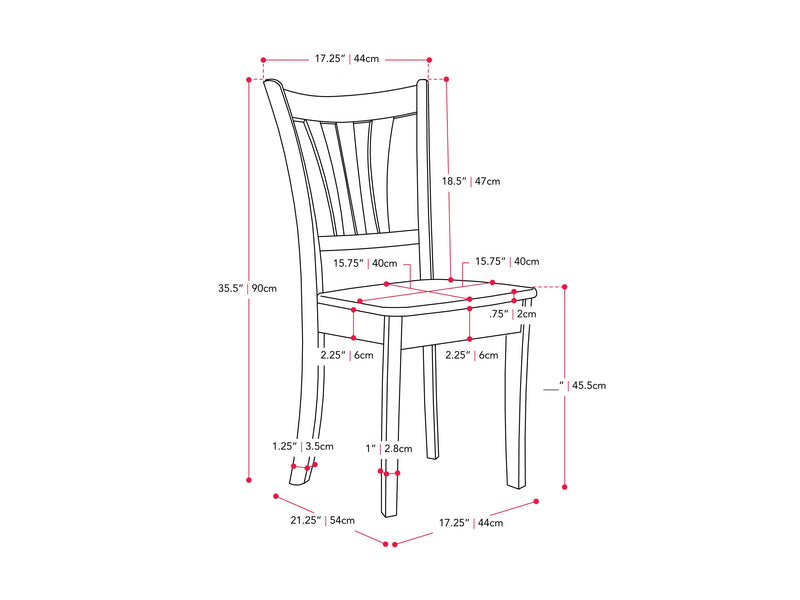 cappuccino Extendable Dining Set, 5pc Dillon Collection measurements diagram by CorLiving