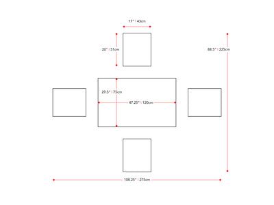 5pc Grey and White Dining Set Michigan Collection measurements diagram by CorLiving#color_michigan-grey-and-white