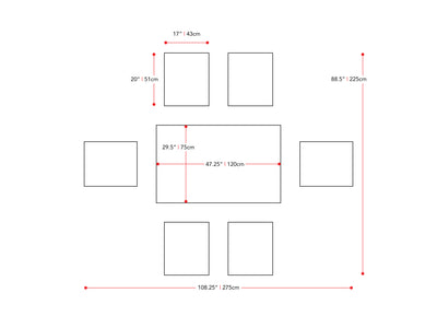 7pc Grey and White Dining Set Michigan Collection measurements diagram by CorLiving#color_michigan-grey-and-white