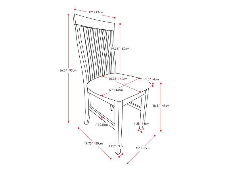 7pc Grey and White Dining Set Michigan Collection measurements diagram by CorLiving