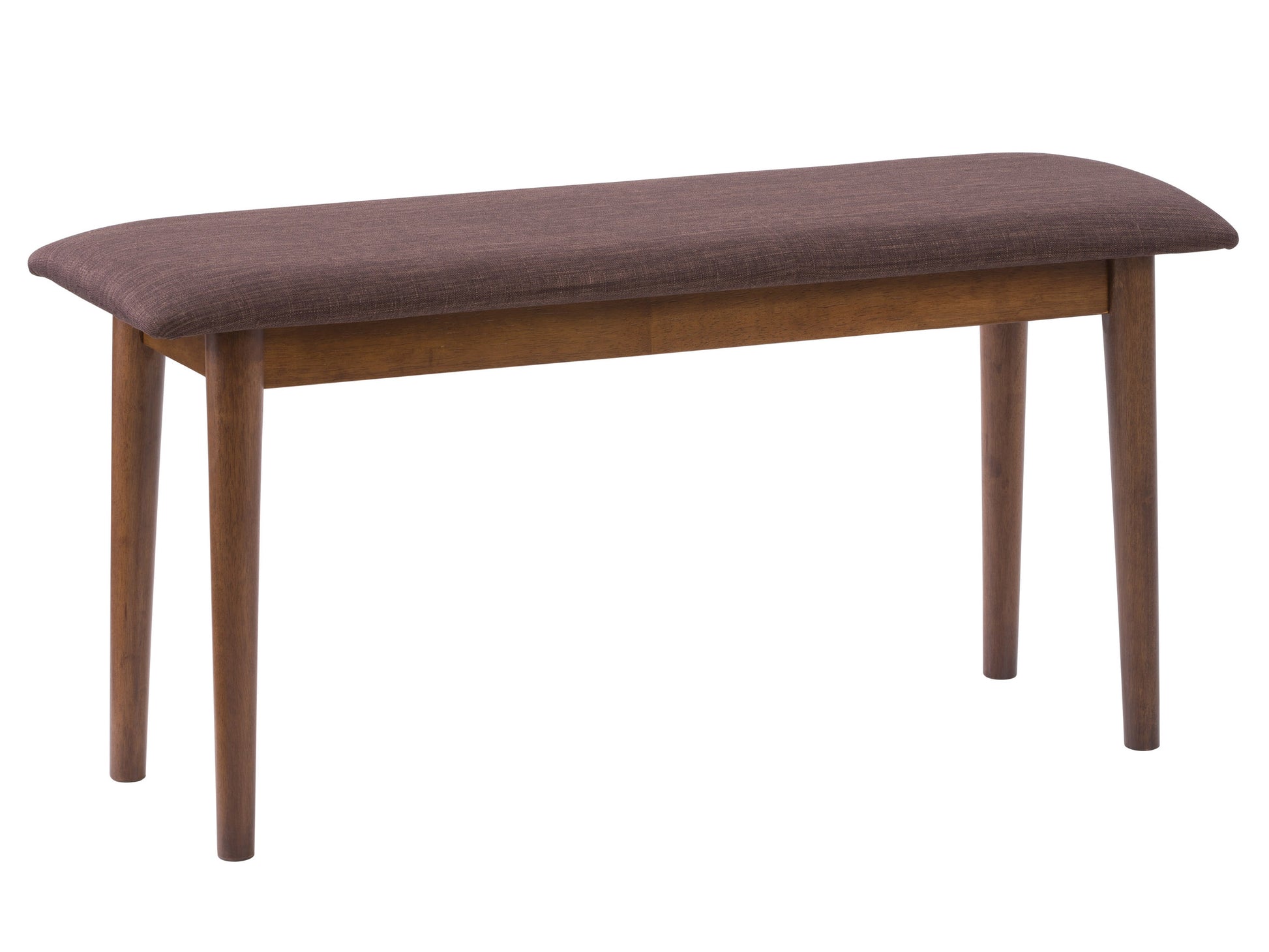 Mid-century modern dining bench with natural wood seat and black metal hairpin legs, featuring a minimalist design perfect for contemporary interiors.