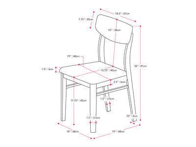 walnut 5pc Dining Set Branson Collection measurements diagram by CorLiving#color_branson-walnut-and-tweed