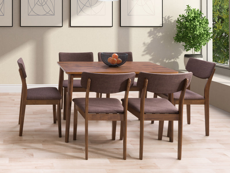 walnut Dining Table Set for 6 Branson Collection lifestyle scene by CorLiving