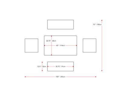 walnut 5pc Dining Set Branson Collection measurements diagram by CorLiving#color_branson-walnut-and-tweed