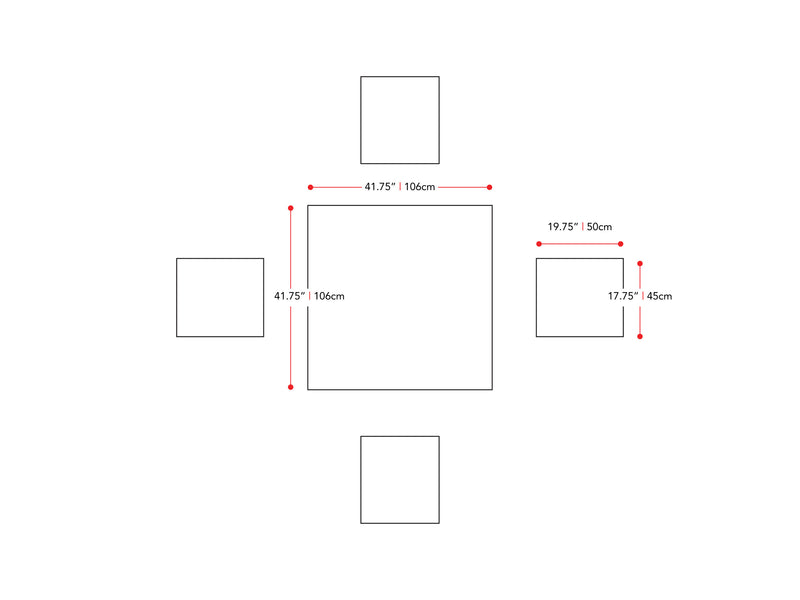 washed grey and grey 5 Piece Counter Height Dining Set Tuscany Collection measurements diagram by CorLiving