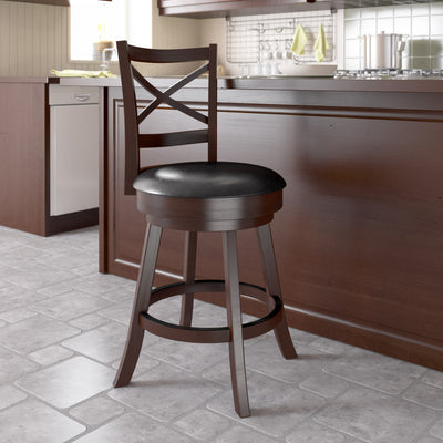 black Wooden Bar Stool with Back CorLiving Collection lifestyle scene by CorLiving#color_black