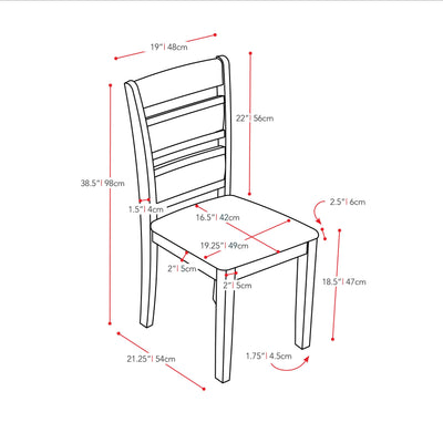 Brown Chairs, Set of 2 CorLiving Collection measurements diagram by CorLiving#color_brown