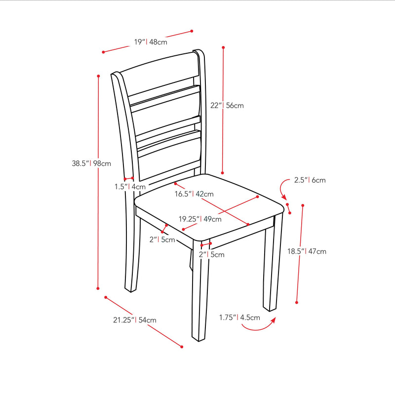 Brown Chairs, Set of 2 CorLiving Collection measurements diagram by CorLiving