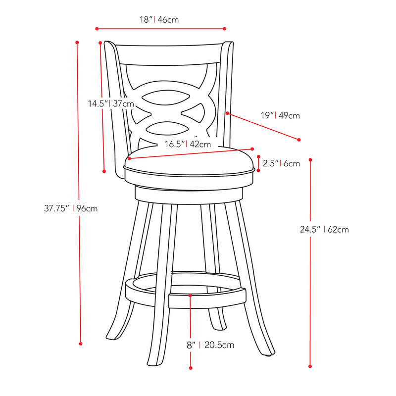 white Wood Bar Stools Counter Height Wren Collection measurements diagram by CorLiving