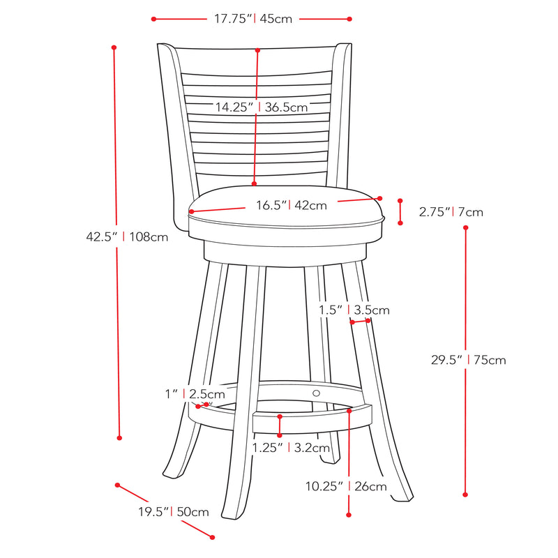 black Bar Height Bar Stools Set of 2 Willa Collection measurements diagram by CorLiving