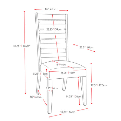espresso Cream Dining Chairs, Set of 2 Ladder Collection measurements diagram by CorLiving#color_espresso