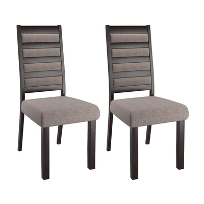 espresso Grey Upholstered Dining Chairs, Set of 2 Ladder Collection product image by CorLiving#color_espresso