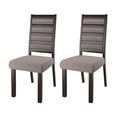 espresso Grey Upholstered Dining Chairs, Set of 2 Ladder Collection product image by CorLiving#color_espresso