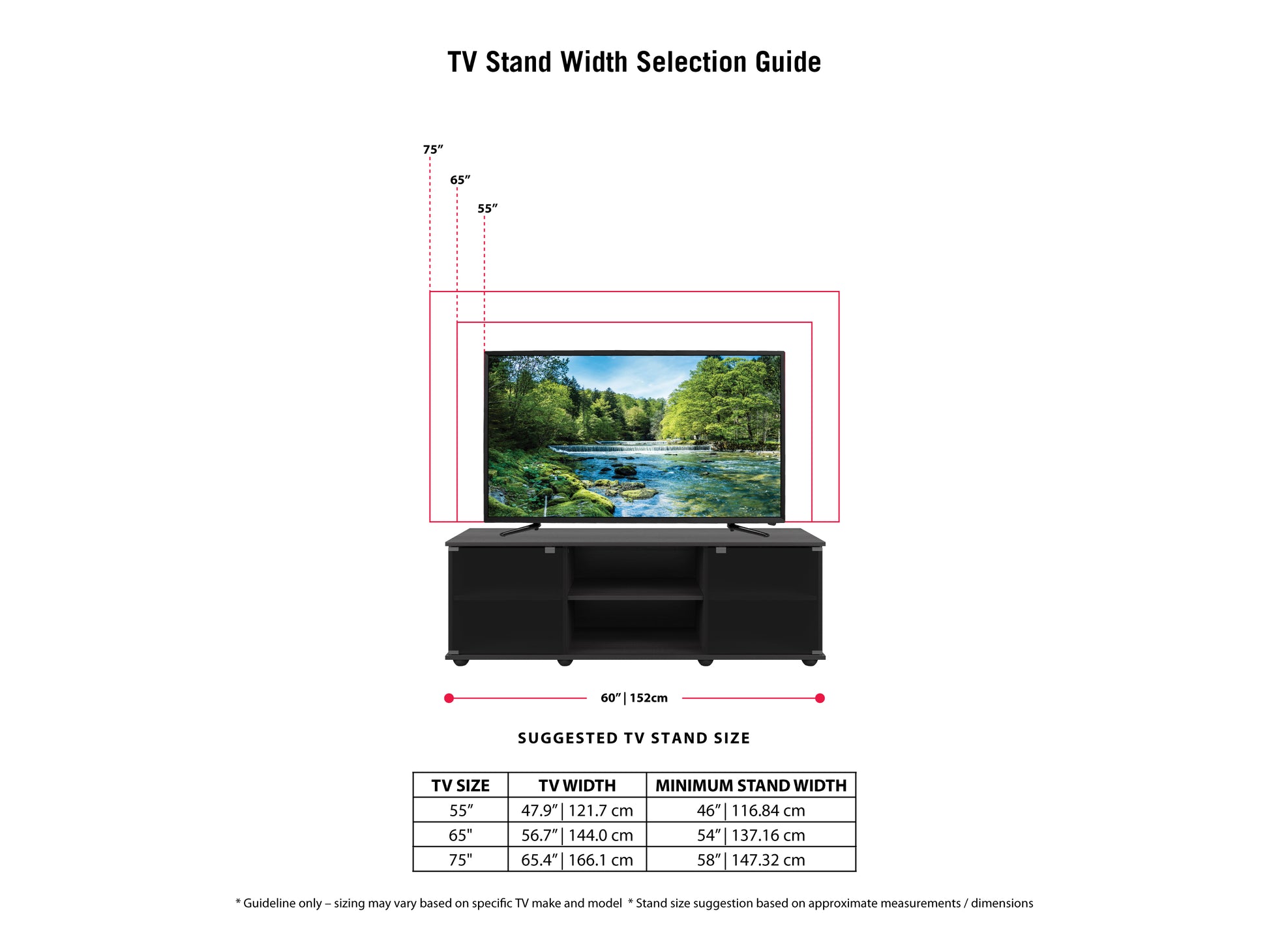 TV stand with glass doors, dark brown wood finish, sleek modern design, fits TVs up to 75 inches, features multiple storage compartments and cable management system.
