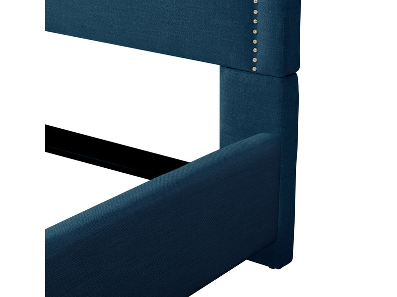 navy blue Upholstered King Bed Florence Collection detail image by CorLiving