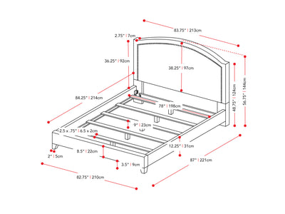 navy blue Upholstered King Bed Florence Collection measurements diagram by CorLiving#color_navy-blue