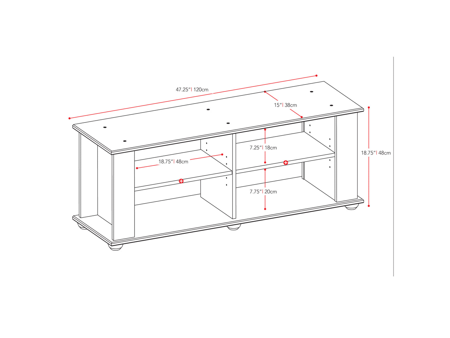 Black wooden TV stand with sleek design, open shelving, and two storage cabinets, suitable for TVs up to 55 inches, perfect for modern living rooms.