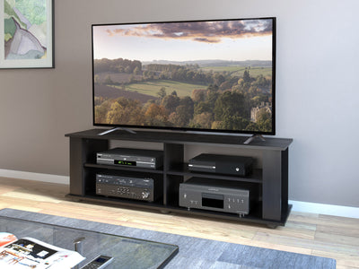 Black Wooden TV Stand for TVs up to 75" Fillmore Collection lifestyle scene by CorLiving#color_black
