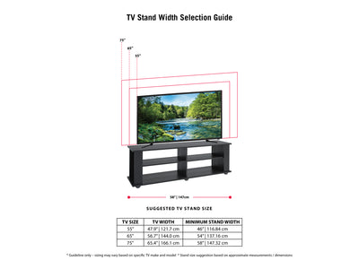 Black Wooden TV Stand for TVs up to 75" Fillmore Collection infographic by CorLiving#color_black