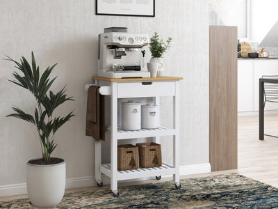 white Kitchen Cart on Wheels Sage Collection lifestyle scene by CorLiving#color_white