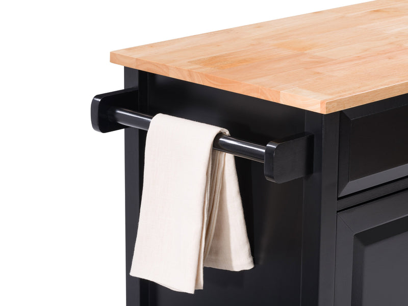 black Kitchen Cart on Wheels Chase Collection detail image by CorLiving