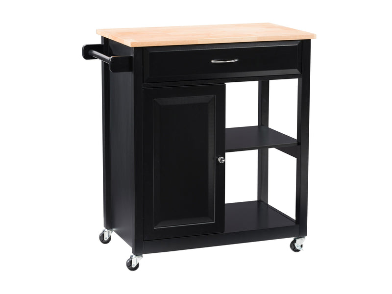 black Kitchen Cart on Wheels Chase Collection product image by CorLiving