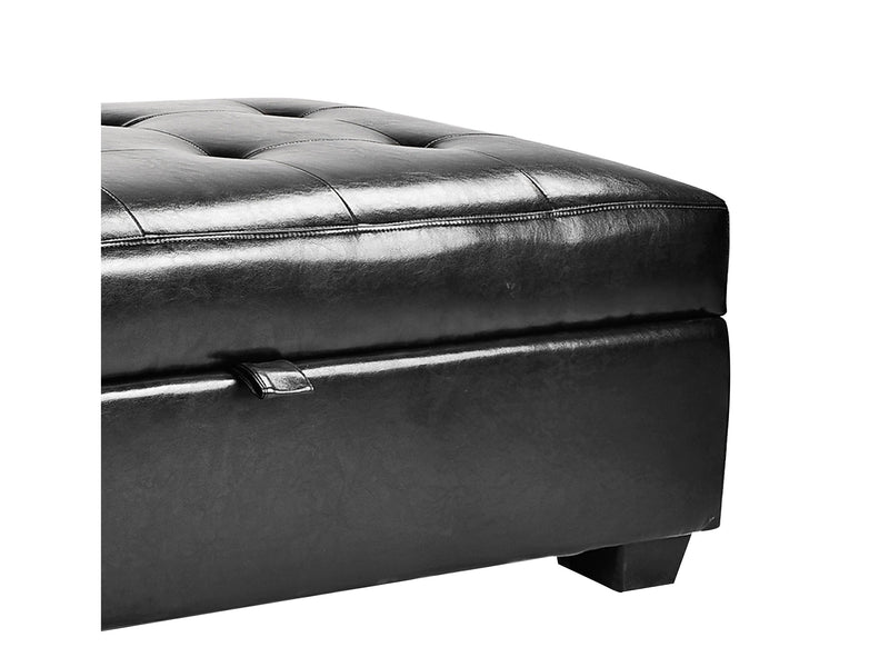 black Tufted Ottoman with Storage Antonio Collection detail image by CorLiving