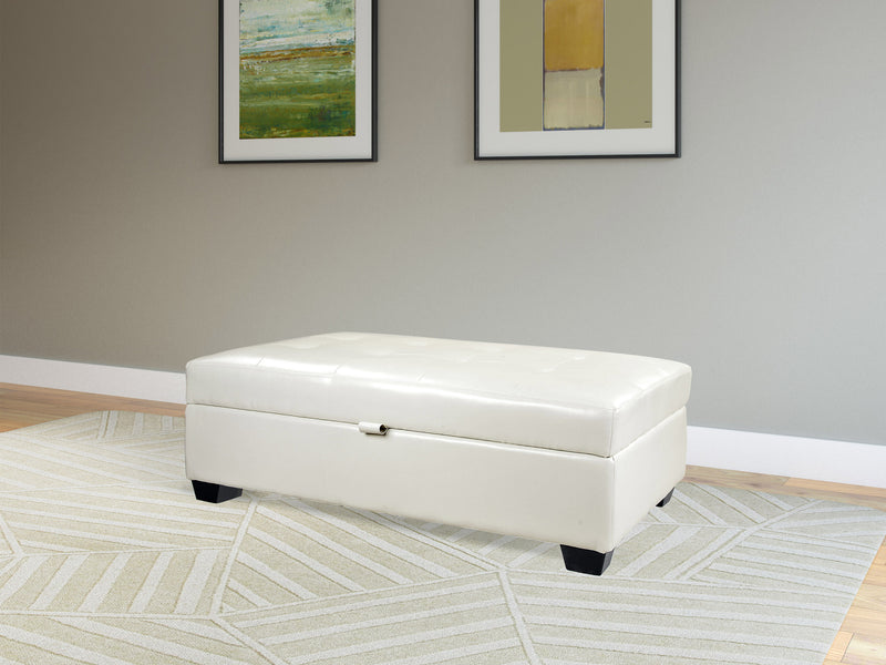 white Tufted Ottoman with Storage Antonio Collection lifestyle scene by CorLiving