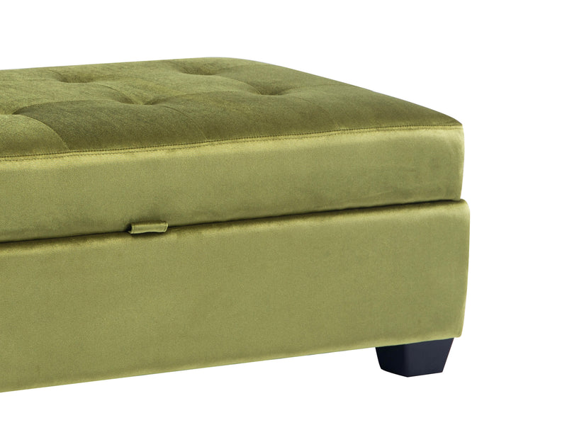 green Tufted Storage Bench Antonio Collection detail image by CorLiving