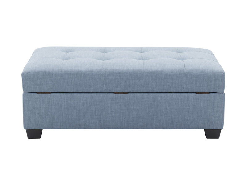 blue grey Tufted Storage Bench Antonio Collection product image by CorLiving