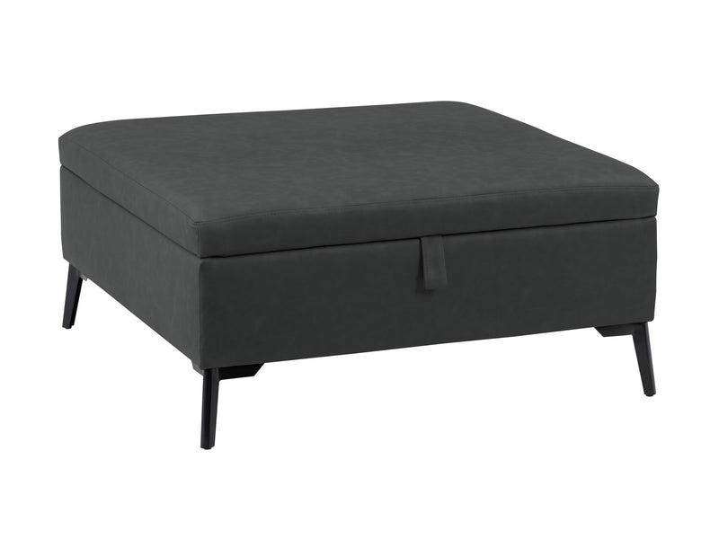 black Mid-Century Modern Ottoman Linden Collection product image by CorLiving