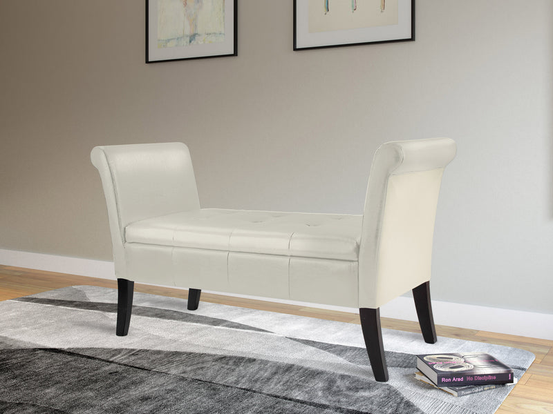 white Storage Bench with Arms Antonio Collection lifestyle scene by CorLiving