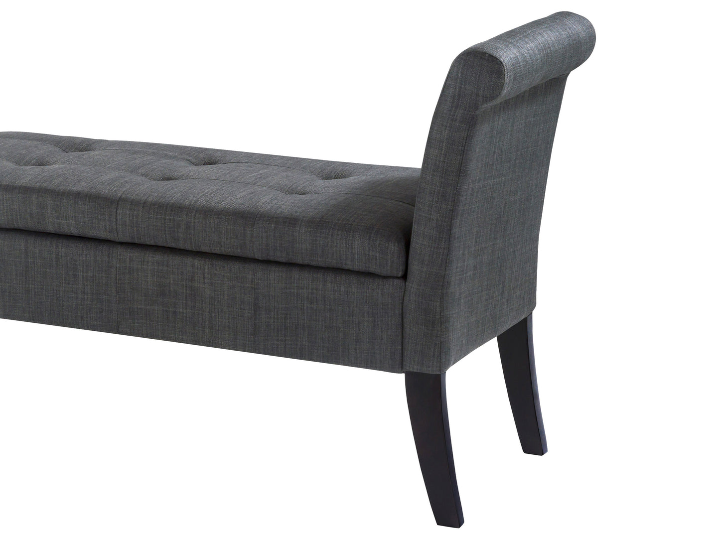 Modern wooden bench with a sleek, minimalist design featuring a natural oak finish and black metal legs. The bench has a smooth, rectangular seat with clean lines and a sturdy, contemporary aesthetic.