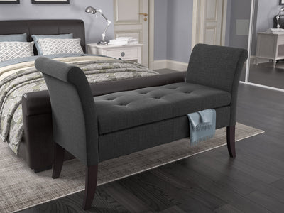 grey Storage Bench with Arms Antonio Collection lifestyle scene by CorLiving#color_antonio-grey