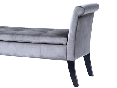 silver Velvet Bench with Arms Antonio Collection detail image by CorLiving#color_antonio-silver
