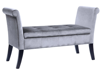silver Velvet Bench with Arms Antonio Collection product image by CorLiving#color_antonio-silver