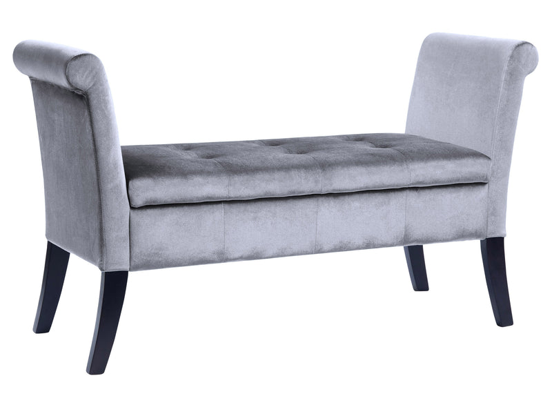 silver Velvet Bench with Arms Antonio Collection product image by CorLiving